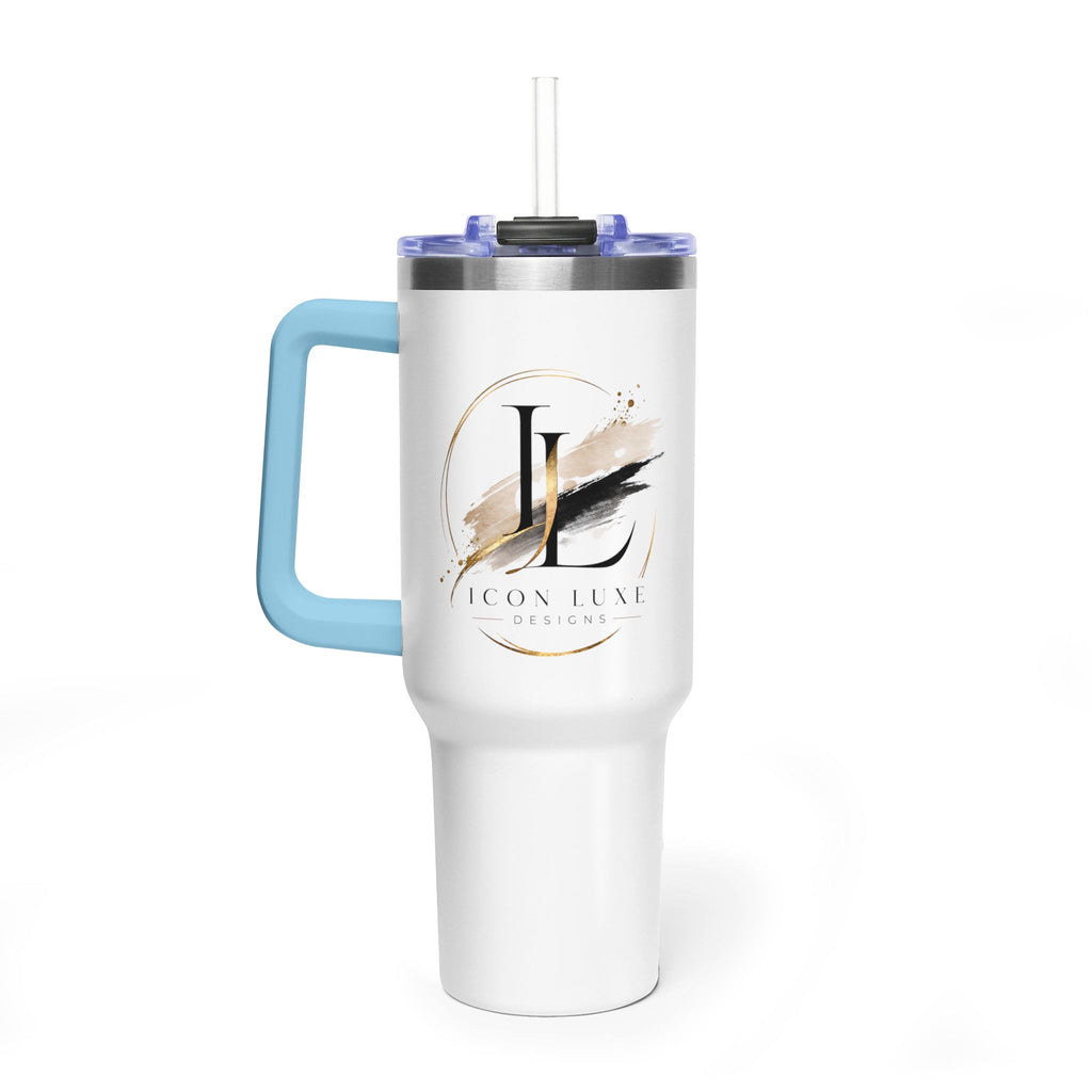 Custom 40oz Vacuum Tumbler – White Tumbler with colorful handle