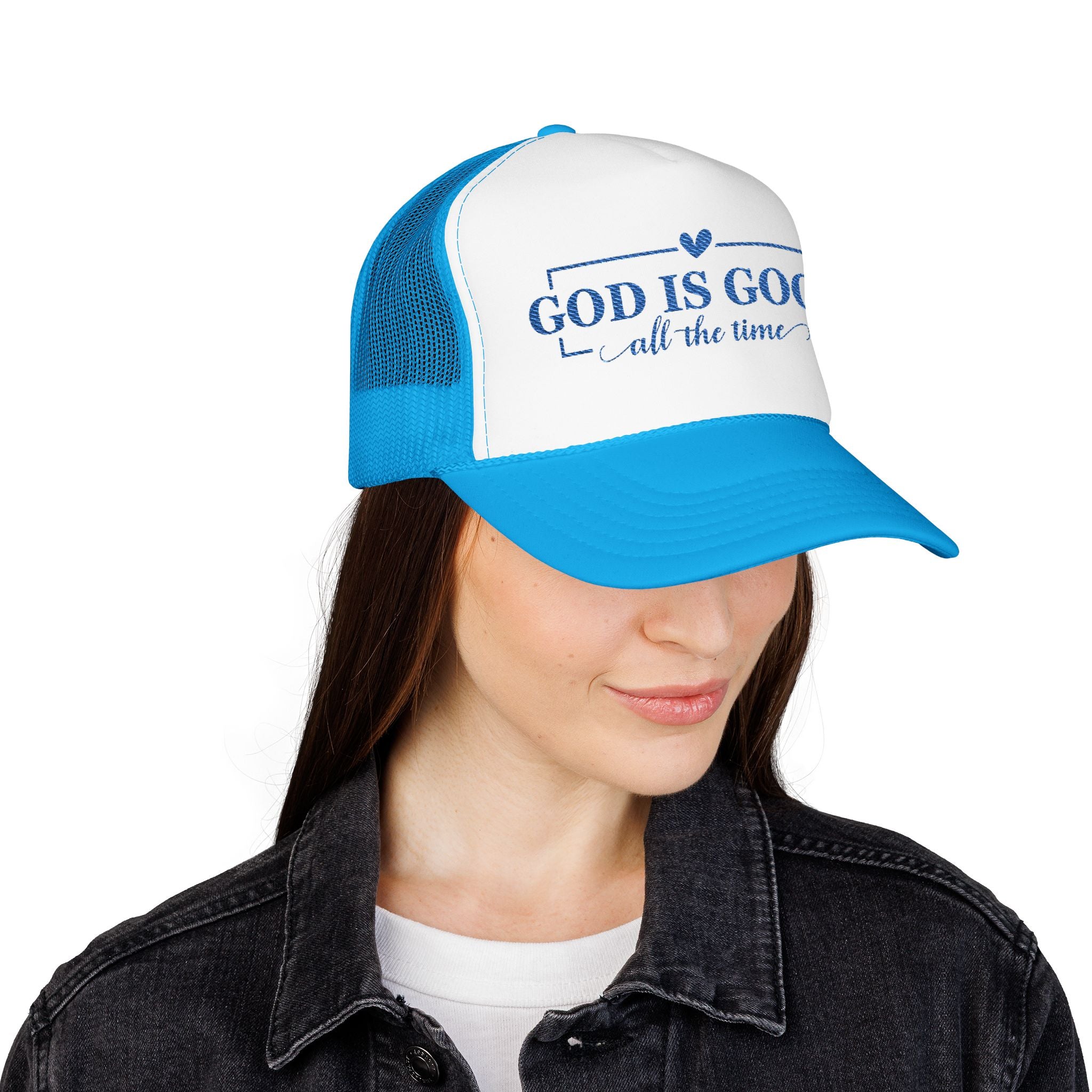 God Is Good Trucker Hat — Royal Blue Design