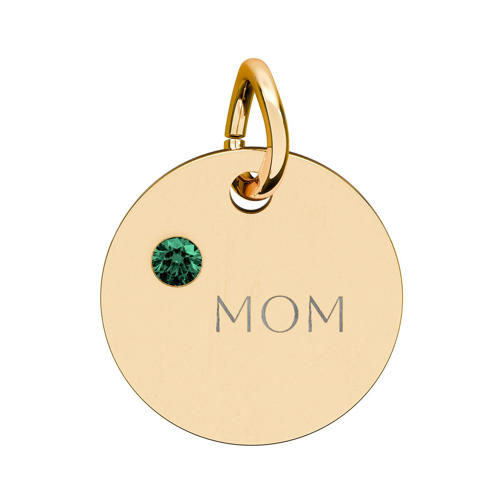 Custom Engraved Birthstone Circle Charm