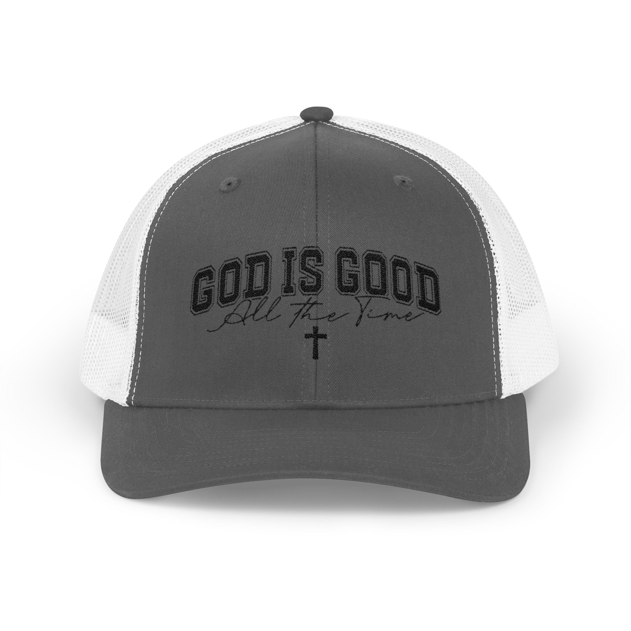 God Is Good Trucker Cap – Faith-Based Snapback Hat with Cross