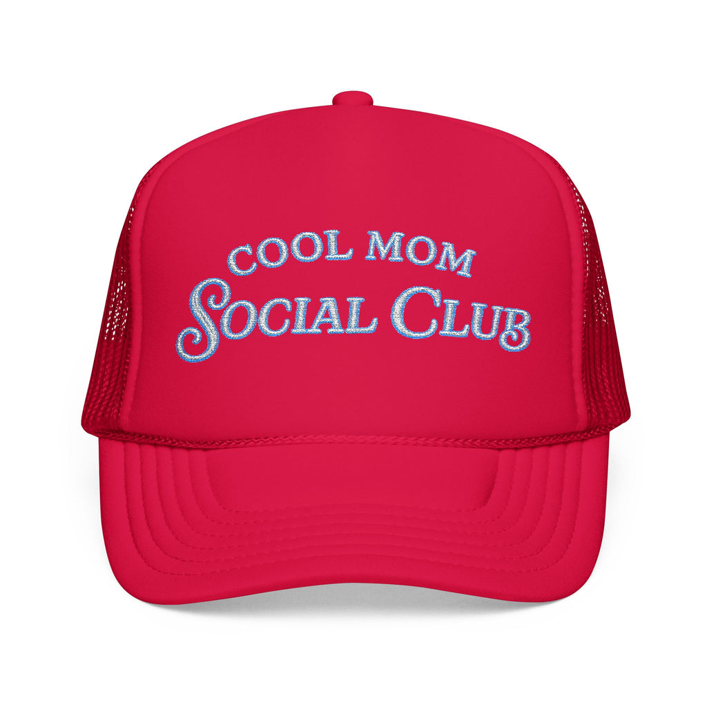 Cool Mom Social Club Trucker Hat — Embroidered Foam Mesh Cap for Stylish Moms
