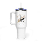 Custom 40oz Vacuum Tumbler – White Tumbler with colorful handle