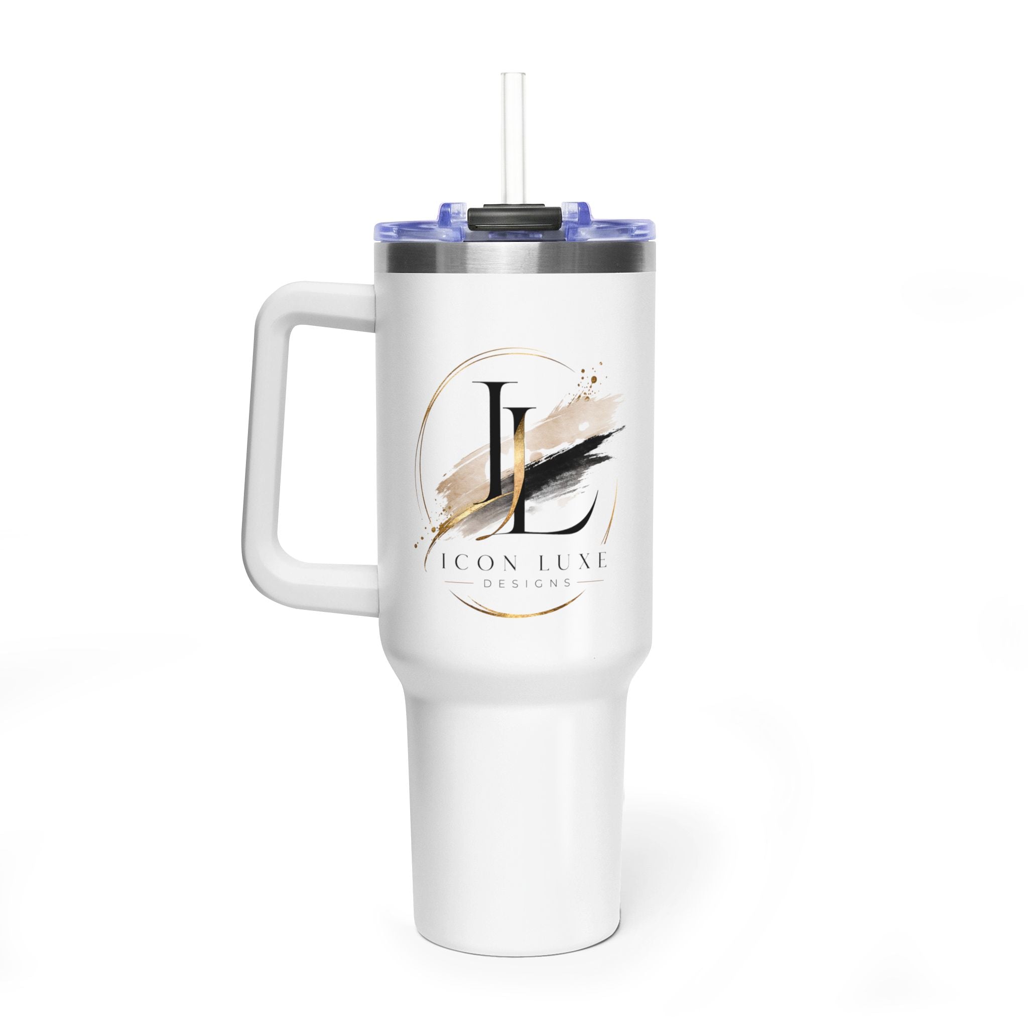 Custom 40oz Vacuum Tumbler – White Tumbler with colorful handle