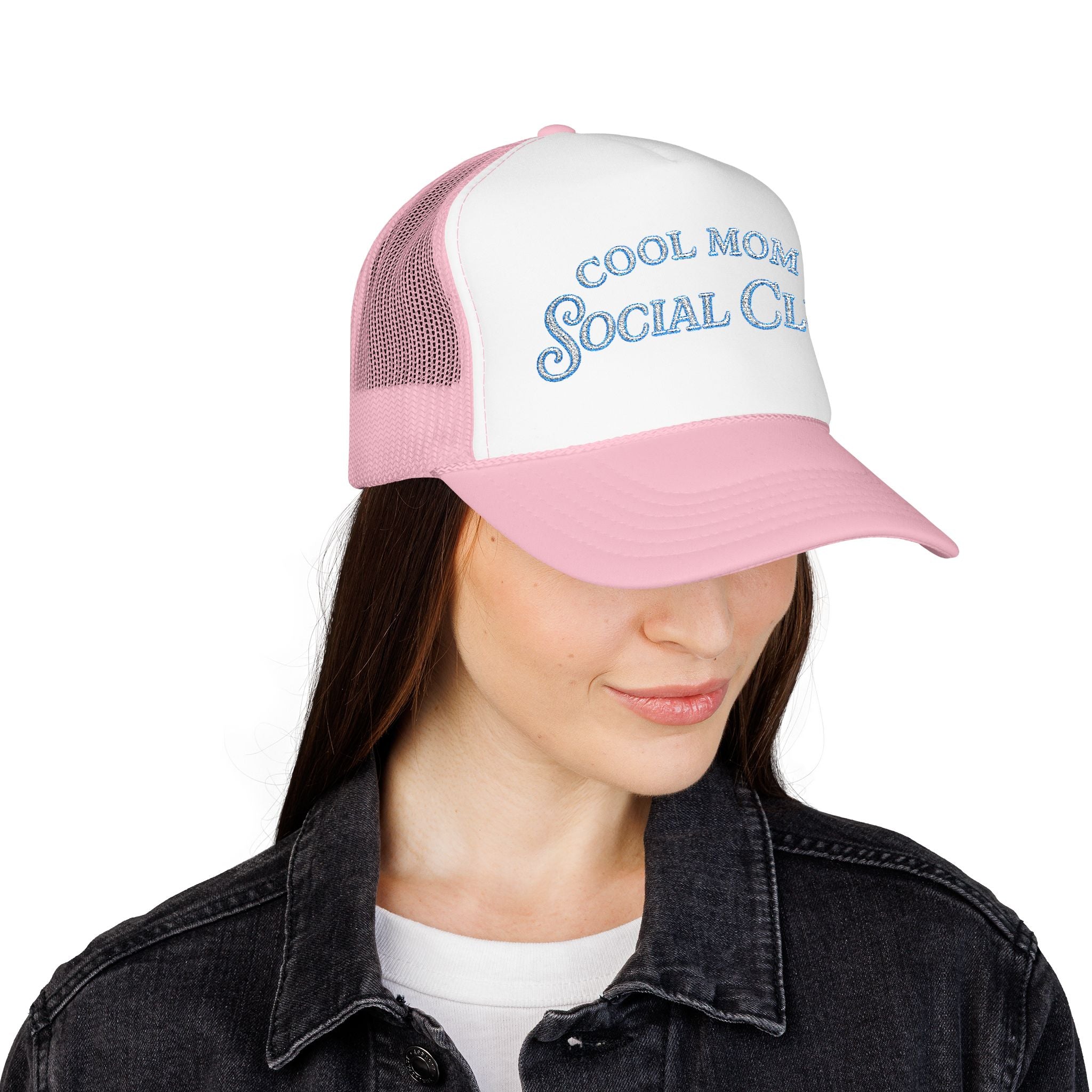 Cool Mom Social Club Trucker Hat — Embroidered Foam Mesh Cap for Stylish Moms