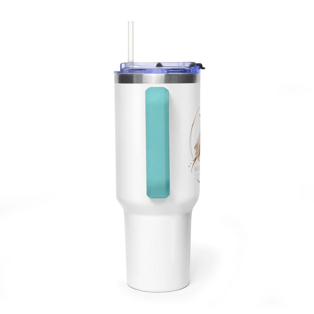 Custom 40oz Vacuum Tumbler – White Tumbler with colorful handle