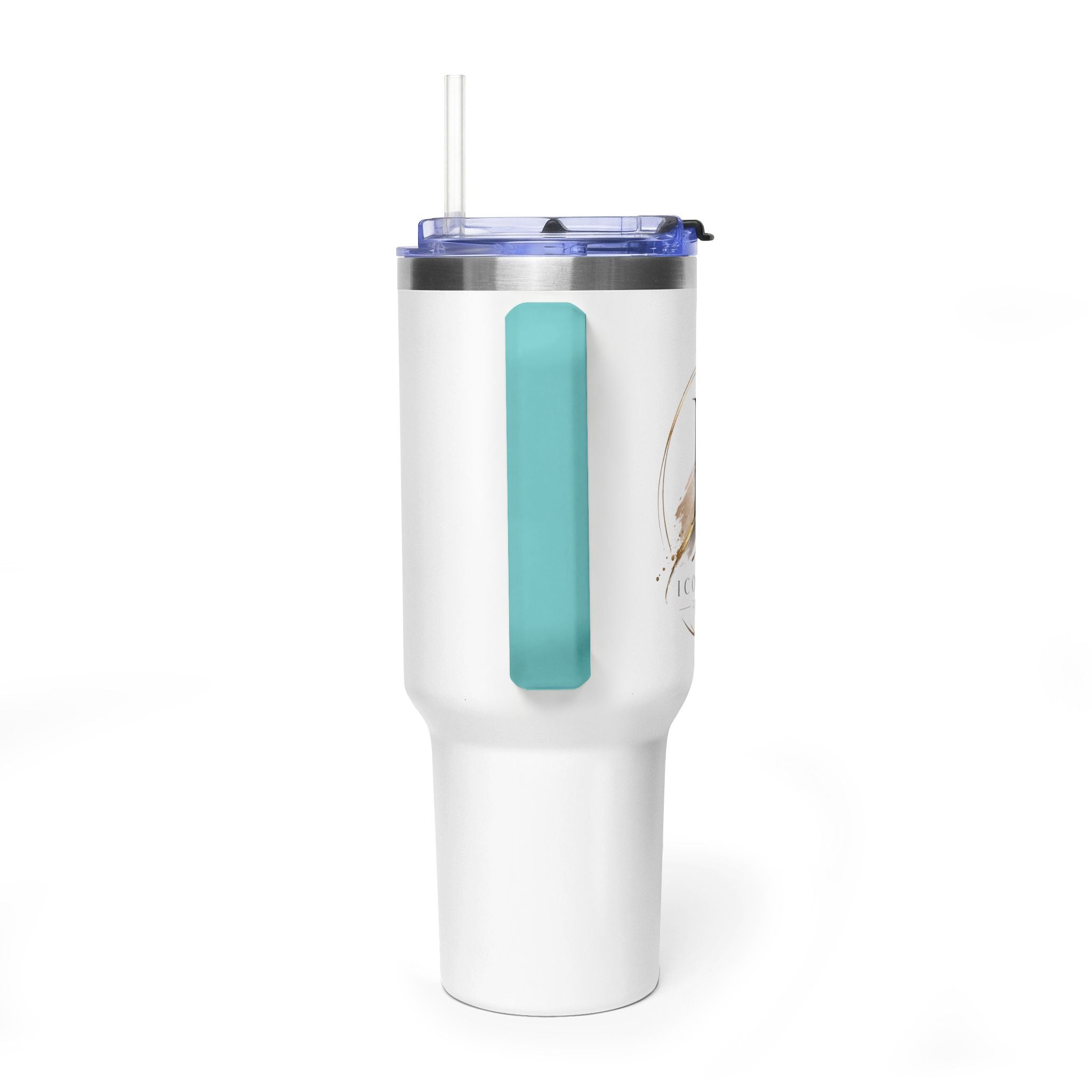 Custom 40oz Vacuum Tumbler – White Tumbler with colorful handle