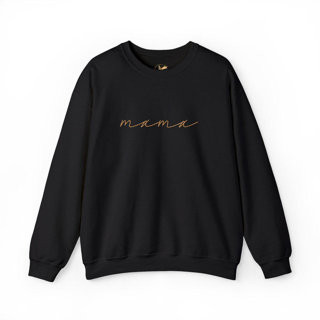 Mama Embroidery Crewneck Sweatshirt — Minimal Rose Gold Script