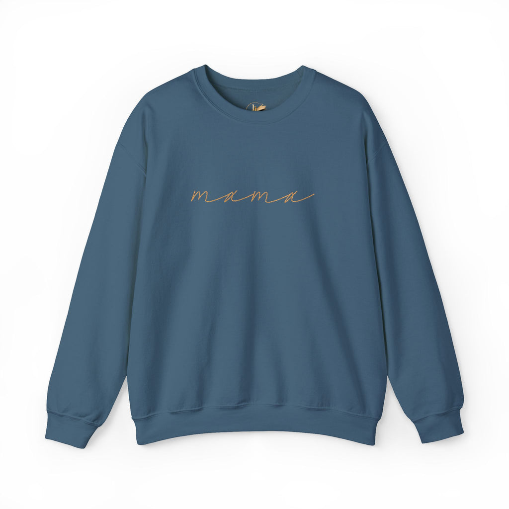 Mama Embroidery Crewneck Sweatshirt — Minimal Rose Gold Script
