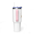 Custom 40oz Vacuum Tumbler – White Tumbler with colorful handle