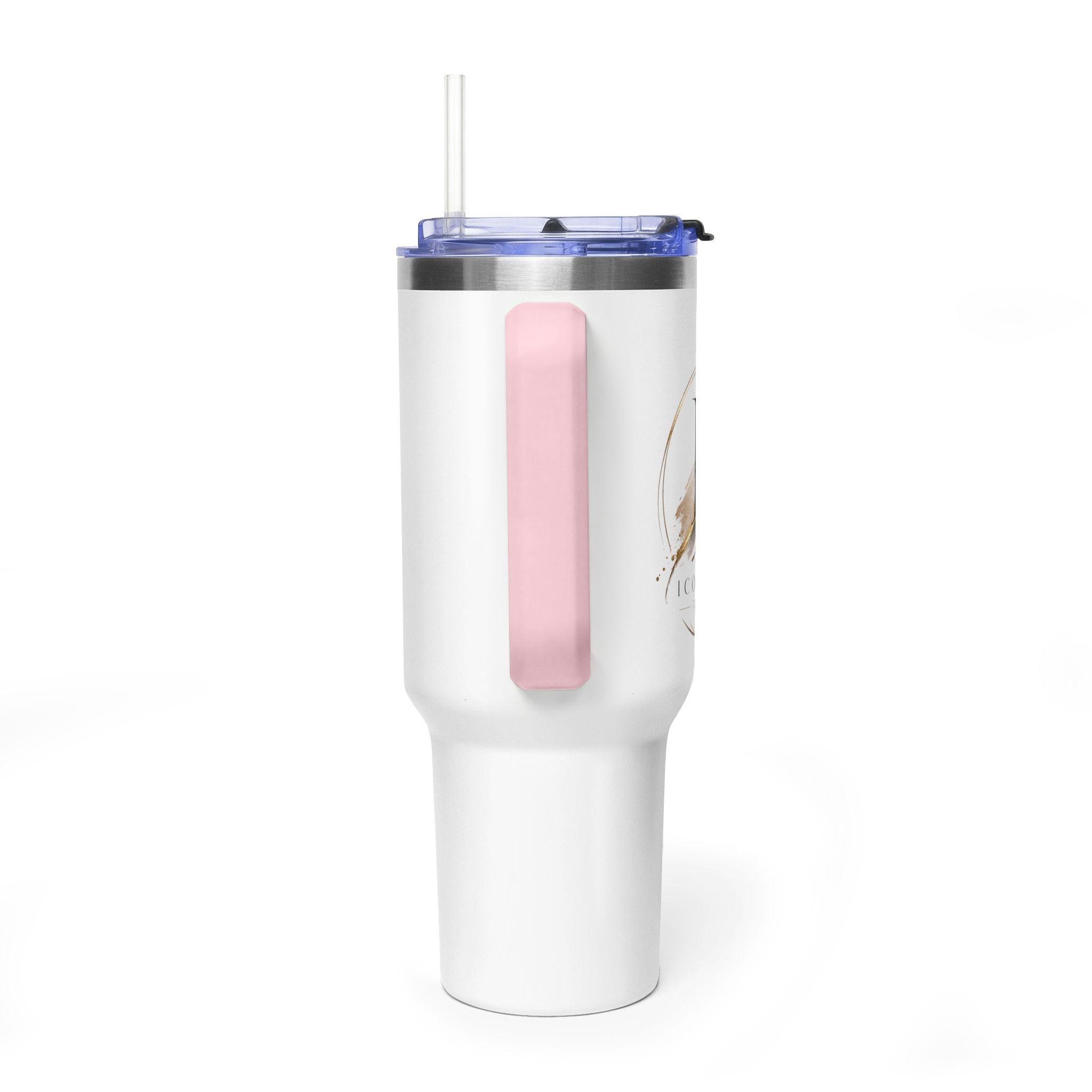 Custom 40oz Vacuum Tumbler – White Tumbler with colorful handle