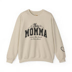 Customized Momma, Gigi, Grammy, Grandma, Mama, Mom, or Nana  Crewneck Sweatshirt – “This ….. Wears Her Heart on Her Sleeve” Cozy Pullover