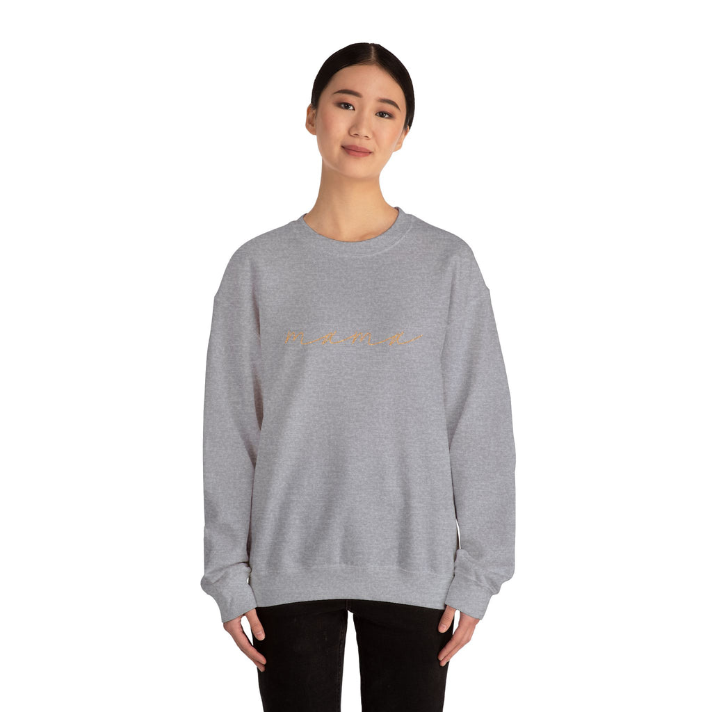 Mama Embroidery Crewneck Sweatshirt — Minimal Rose Gold Script