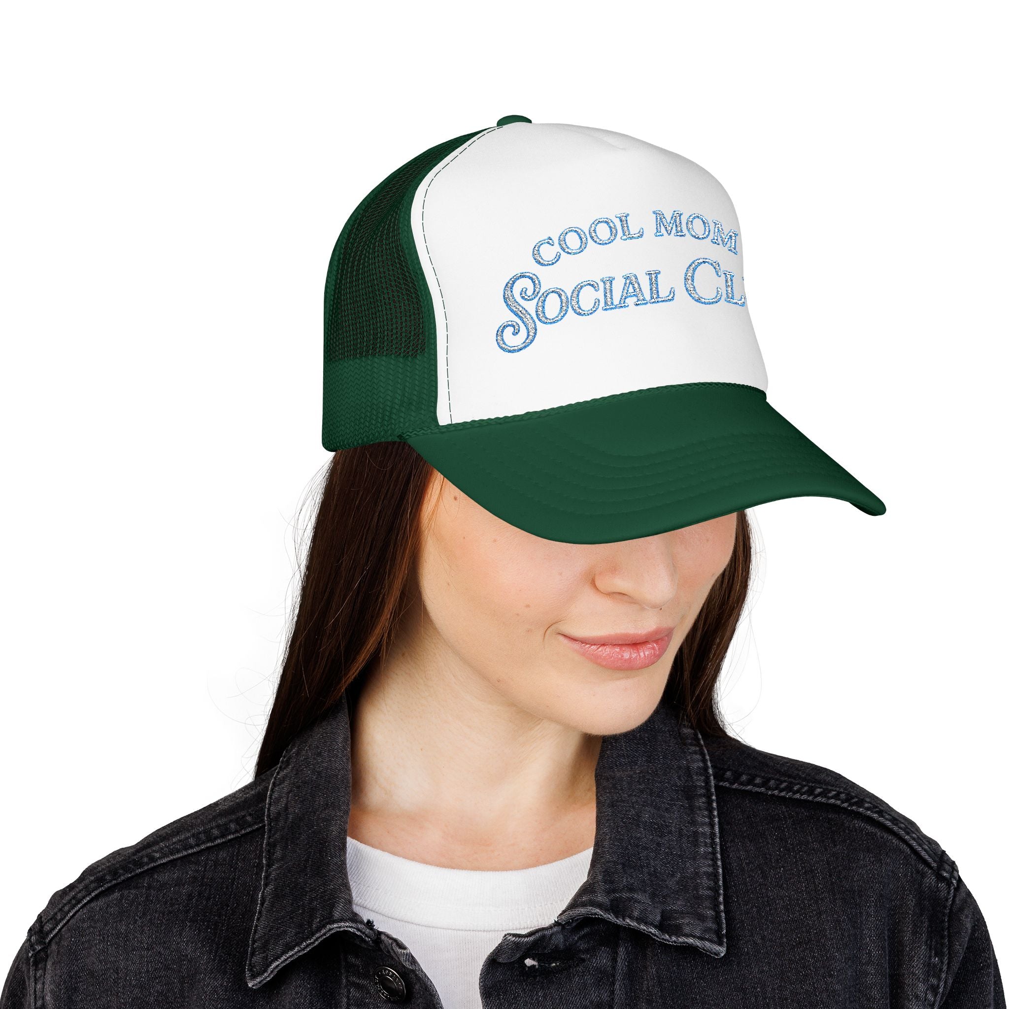 Cool Mom Social Club Trucker Hat — Embroidered Foam Mesh Cap for Stylish Moms