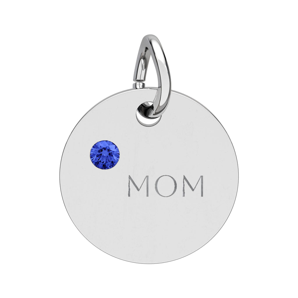 Custom Engraved Birthstone Circle Charm