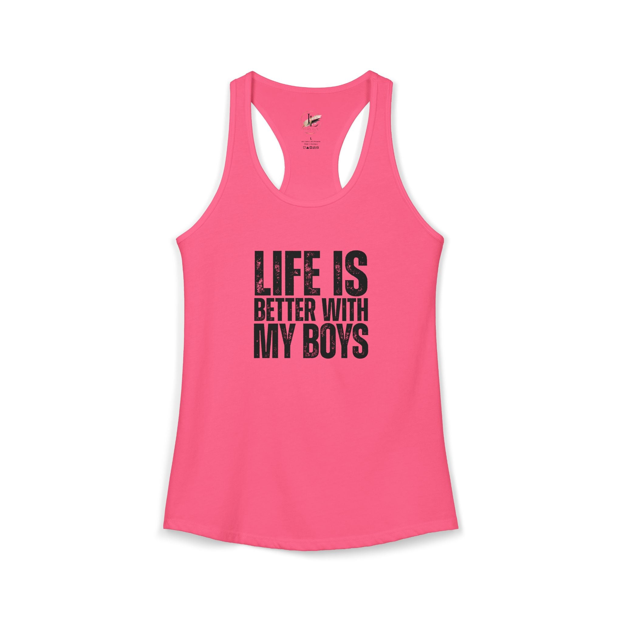 "Life is better with my boys" Mom, Women's Ideal Racerback Tank