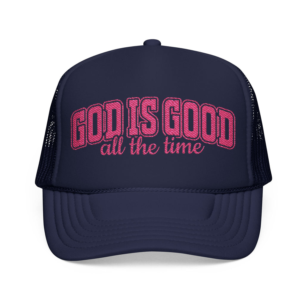 God Is Good Trucker Hat — Hot Pink Design