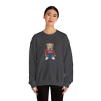 Crewneck Sweatshirt — Teddy Bear Wearing 'Jesus' Sweater Christian Graphic