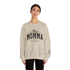 Customized Momma, Gigi, Grammy, Grandma, Mama, Mom, or Nana  Crewneck Sweatshirt – “This ….. Wears Her Heart on Her Sleeve” Cozy Pullover