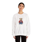 Crewneck Sweatshirt — Teddy Bear Wearing 'Jesus' Sweater Christian Graphic