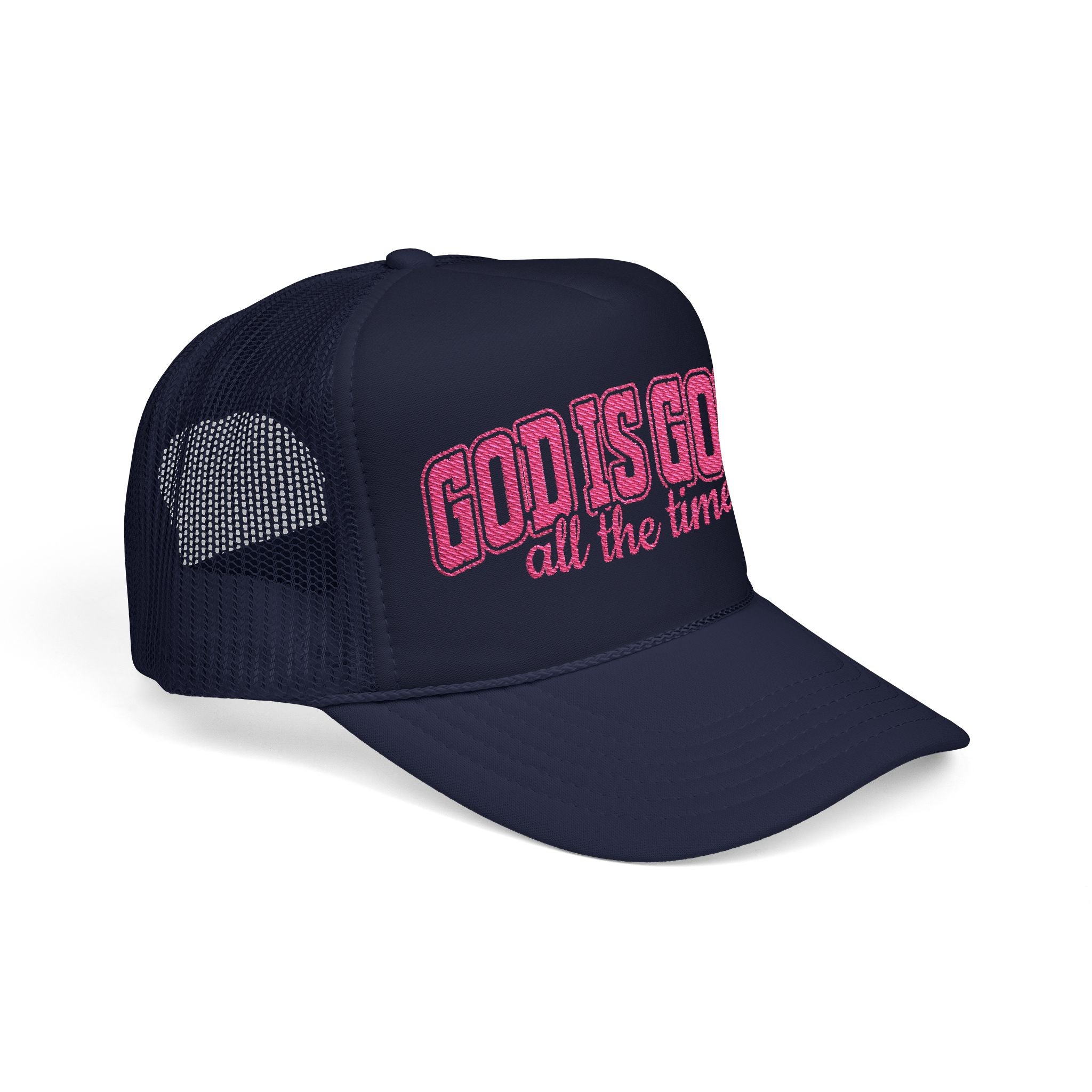 God Is Good Trucker Hat — Hot Pink Design