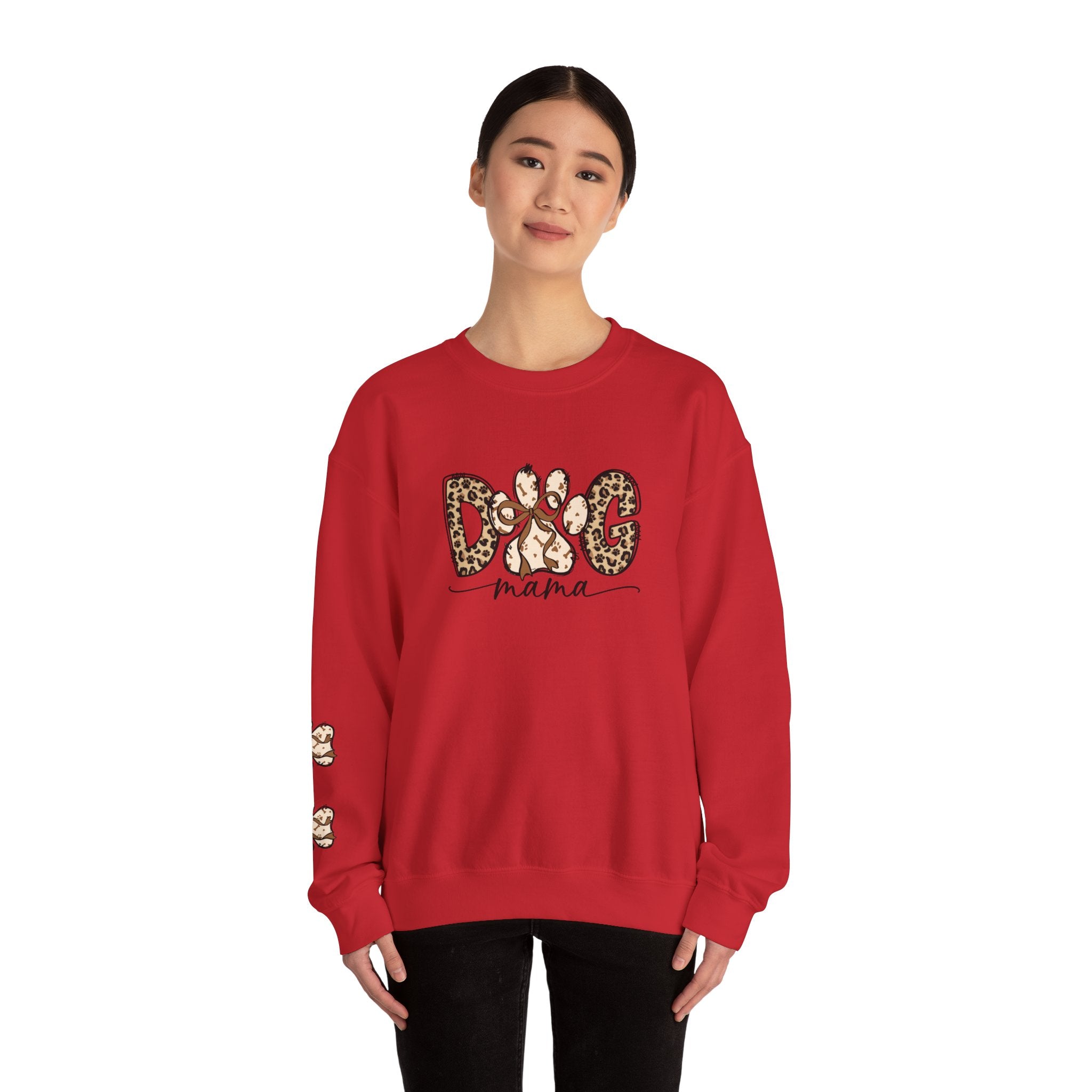 Dog Mama Leopard Print Crewneck Sweatshirt
