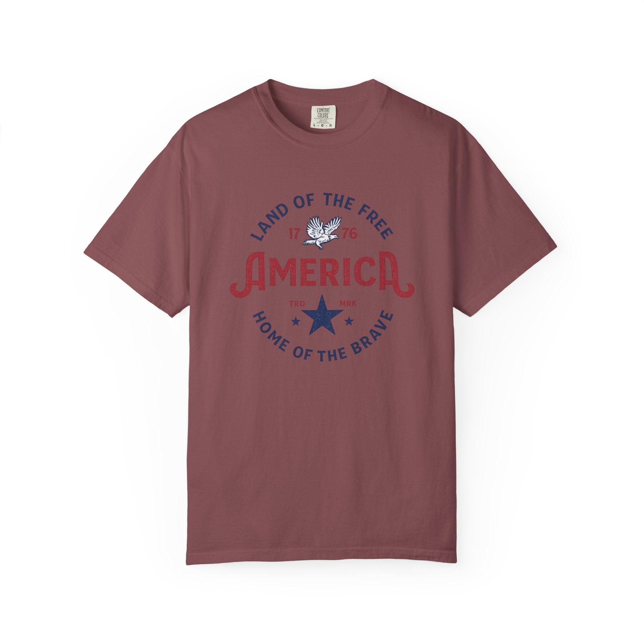America Land of the Free Graphic T-Shirt — Patriotic 1776 Home of the Brave Tee