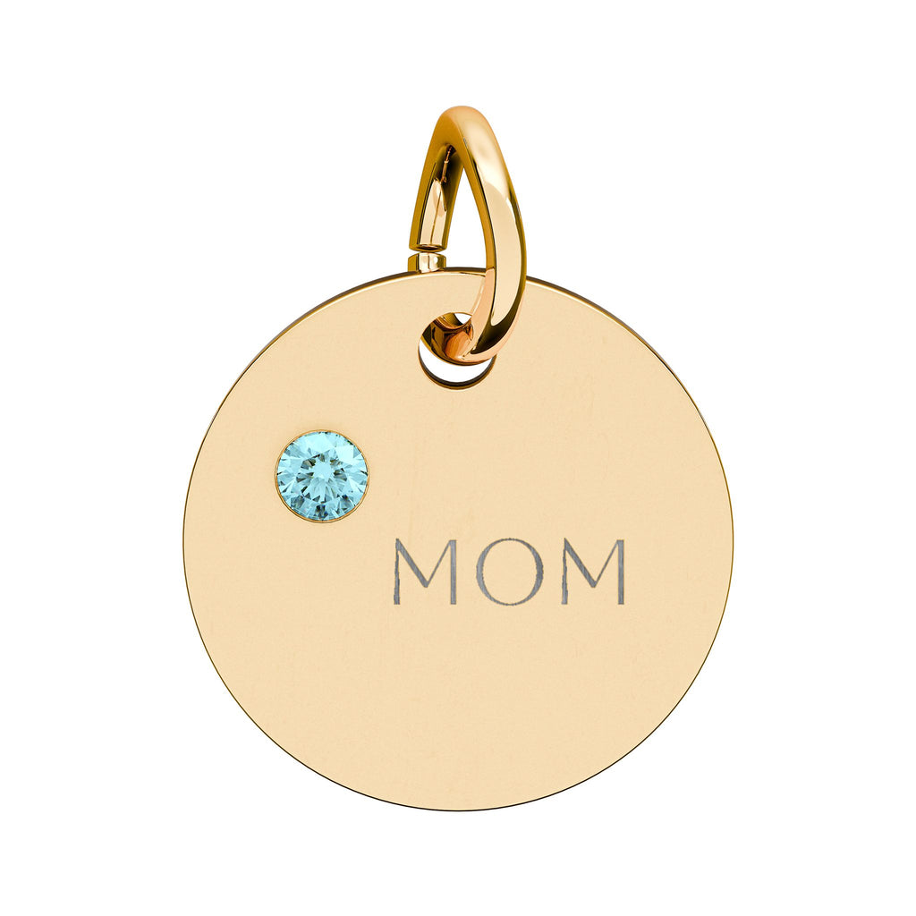 Custom Engraved Birthstone Circle Charm