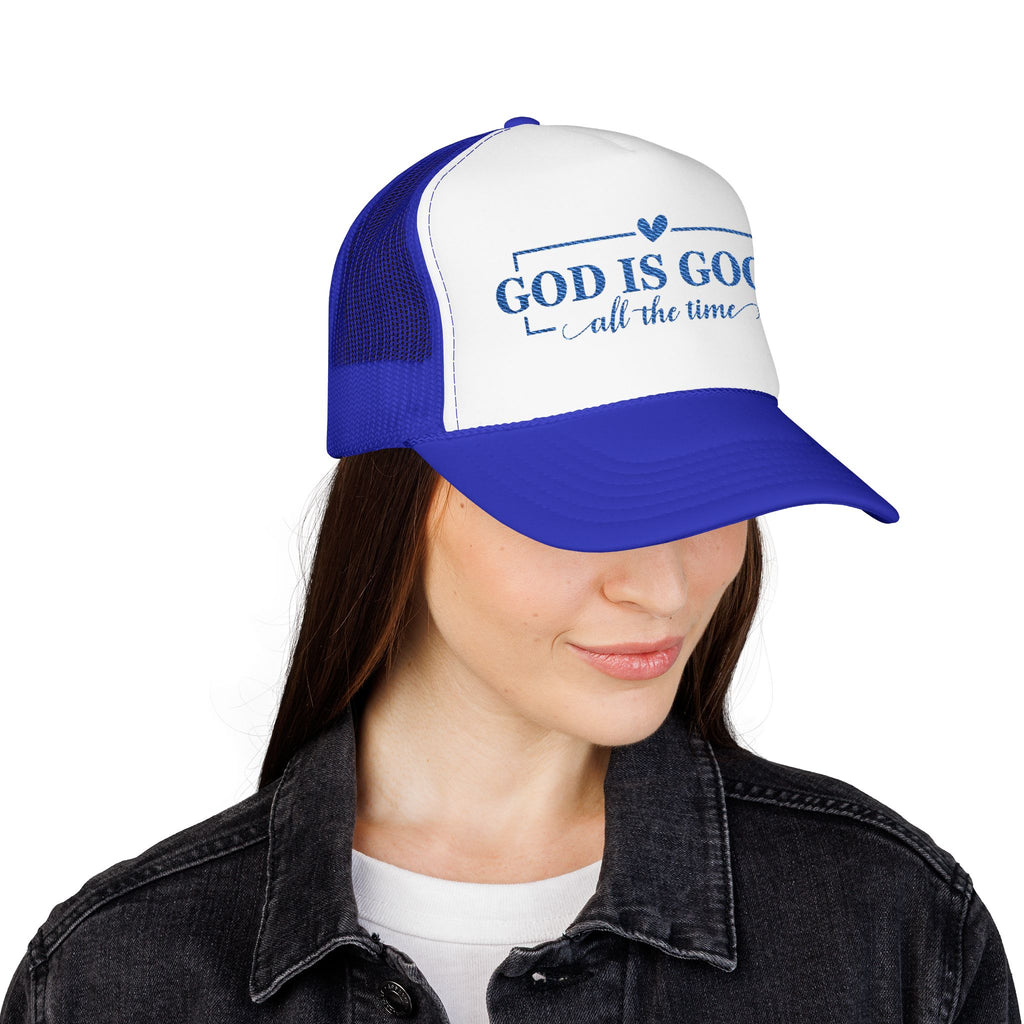 God Is Good Trucker Hat — Royal Blue Design