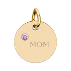 Custom Engraved Birthstone Circle Charm