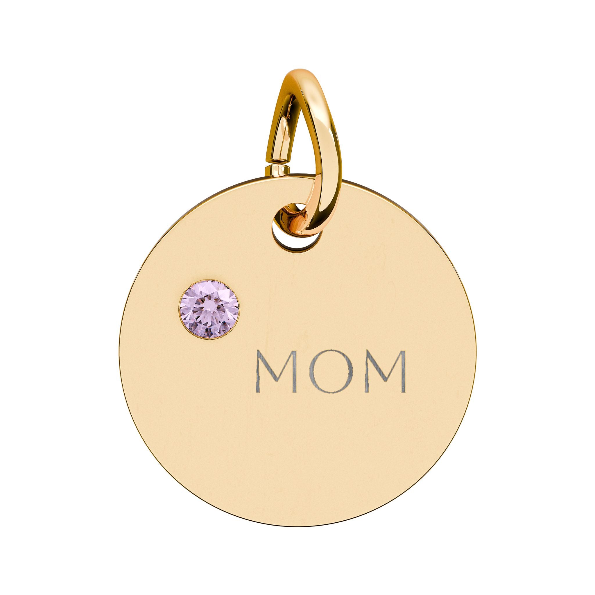 Custom Engraved Birthstone Circle Charm