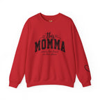 Customized Momma, Gigi, Grammy, Grandma, Mama, Mom, or Nana  Crewneck Sweatshirt – “This ….. Wears Her Heart on Her Sleeve” Cozy Pullover