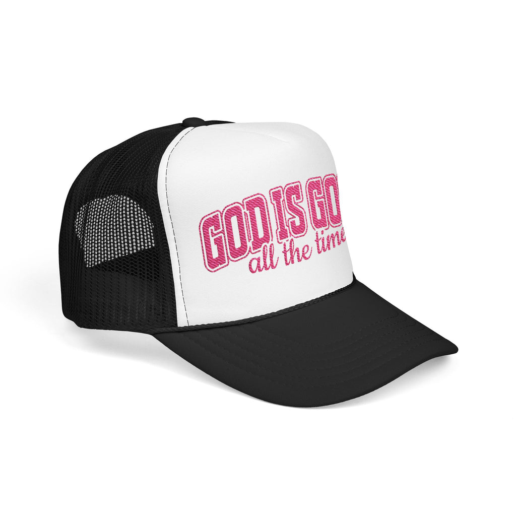 God Is Good Trucker Hat — Hot Pink Design