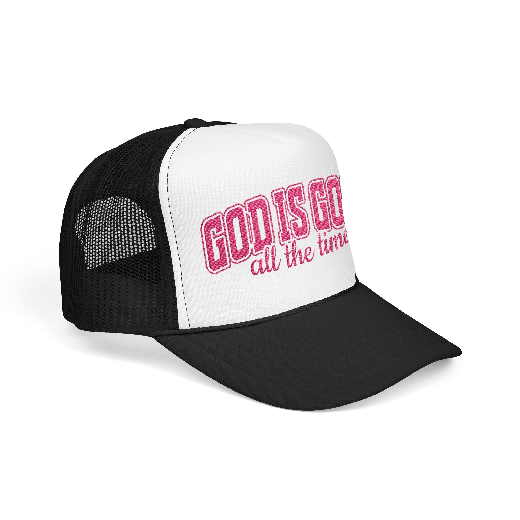 God Is Good Trucker Hat — Hot Pink Design