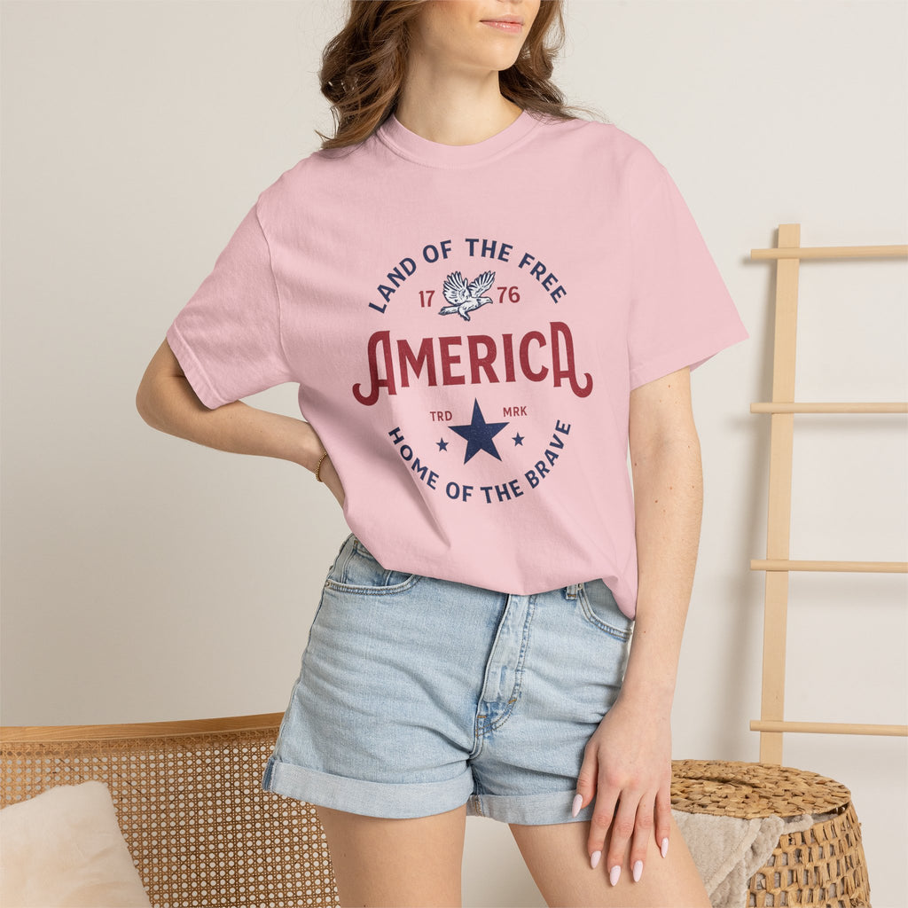 America Land of the Free Graphic T-Shirt — Patriotic 1776 Home of the Brave Tee