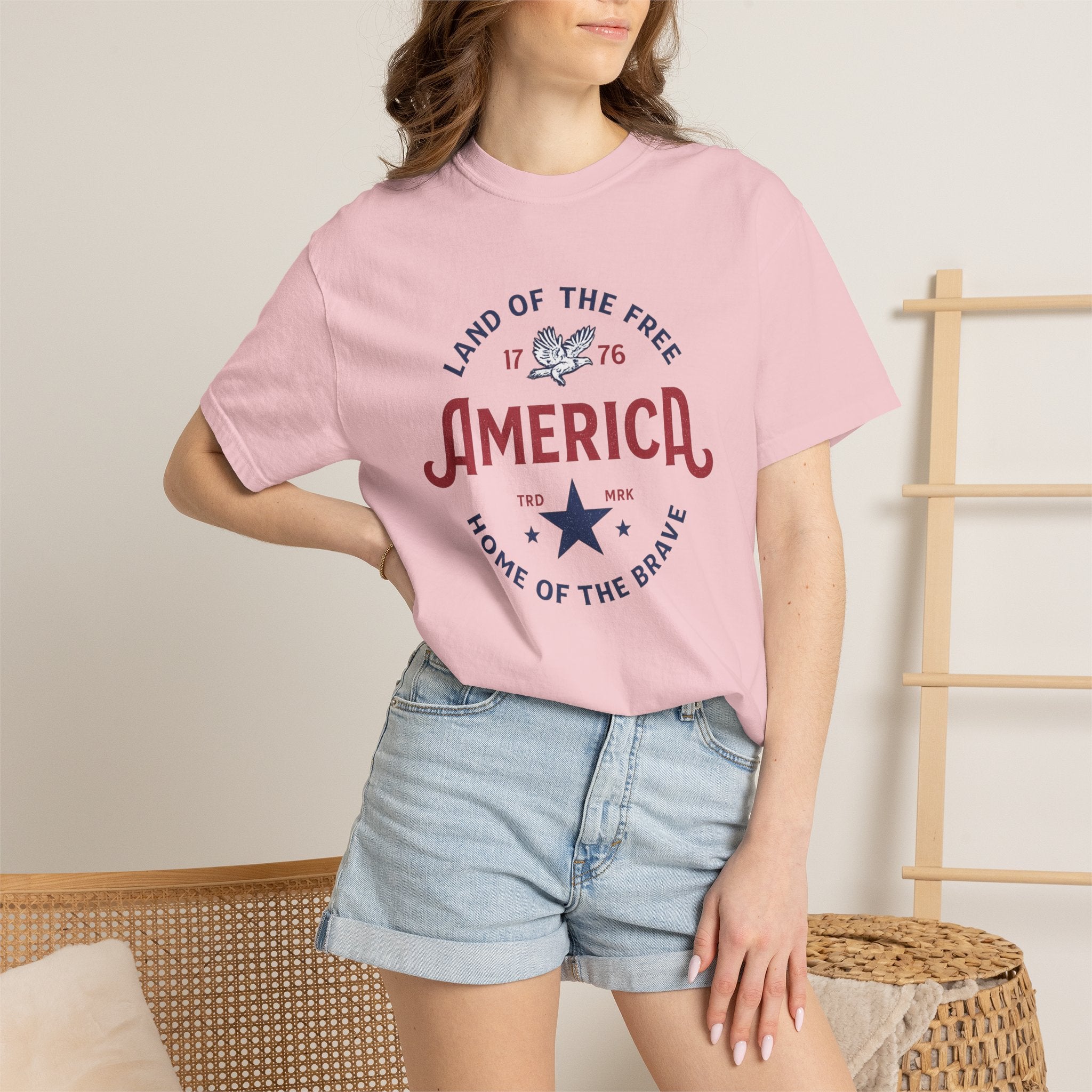 America Land of the Free Graphic T-Shirt — Patriotic 1776 Home of the Brave Tee