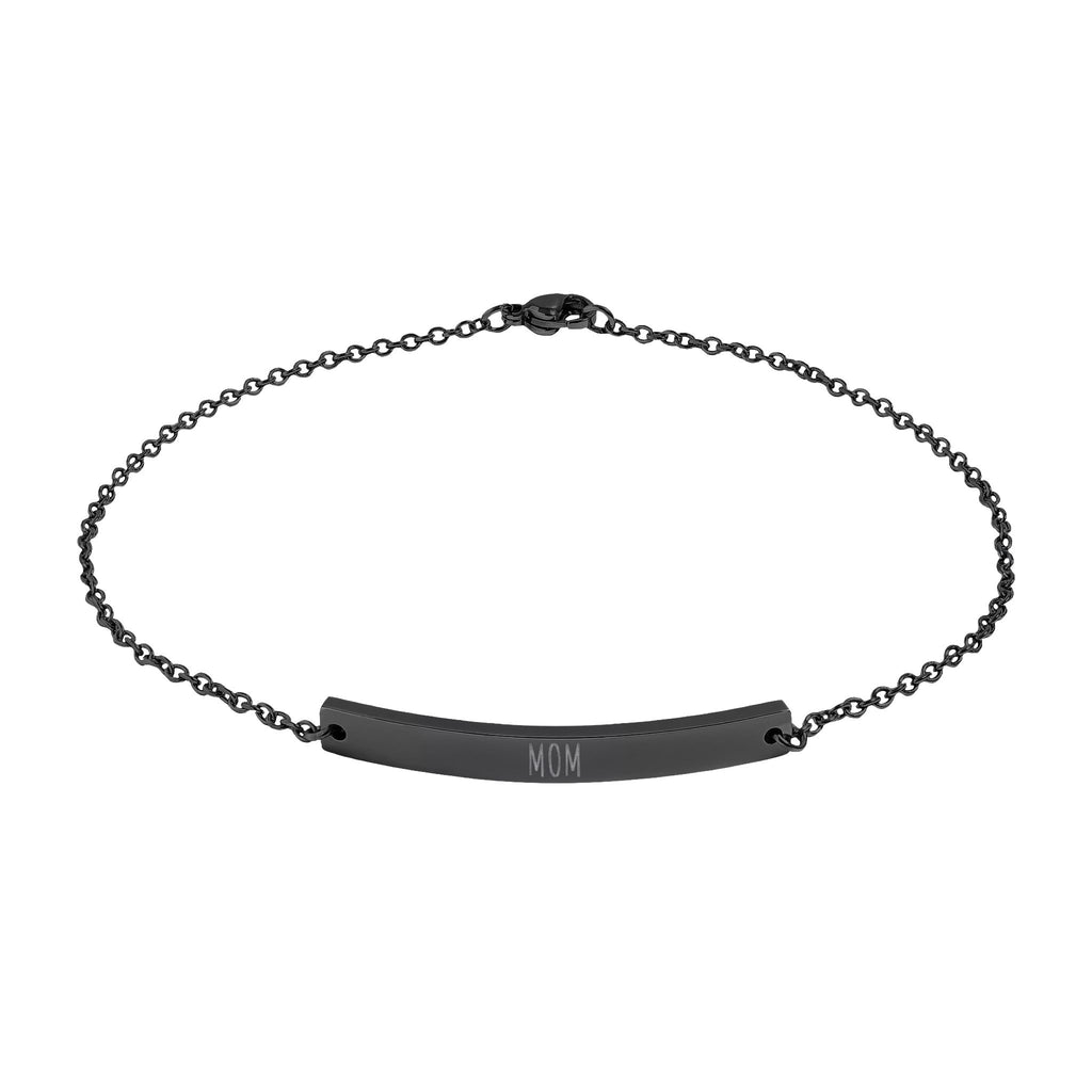 Custom Engravable Curved Bar Anklet — Personalized Minimalist Rose Gold or Black