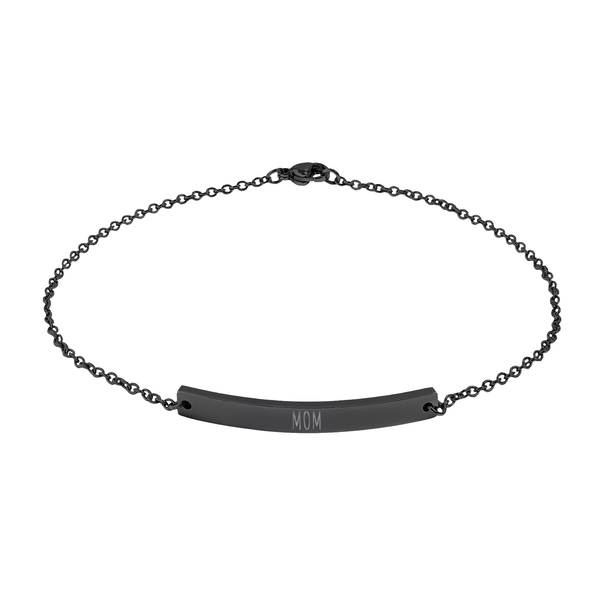 Custom Engravable Curved Bar Anklet — Personalized Minimalist Rose Gold or Black