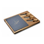 Custom Engraved Acacia Charcuterie Board with Slate Insert & Cheese Tools