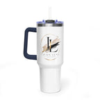 Custom 40oz Vacuum Tumbler – White Tumbler with colorful handle