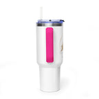 Custom 40oz Vacuum Tumbler – White Tumbler with colorful handle