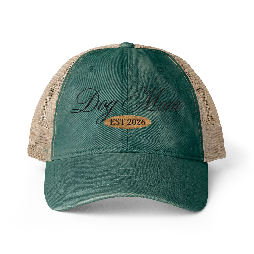 Dog Mom Women's Washed Mesh-Back Cap