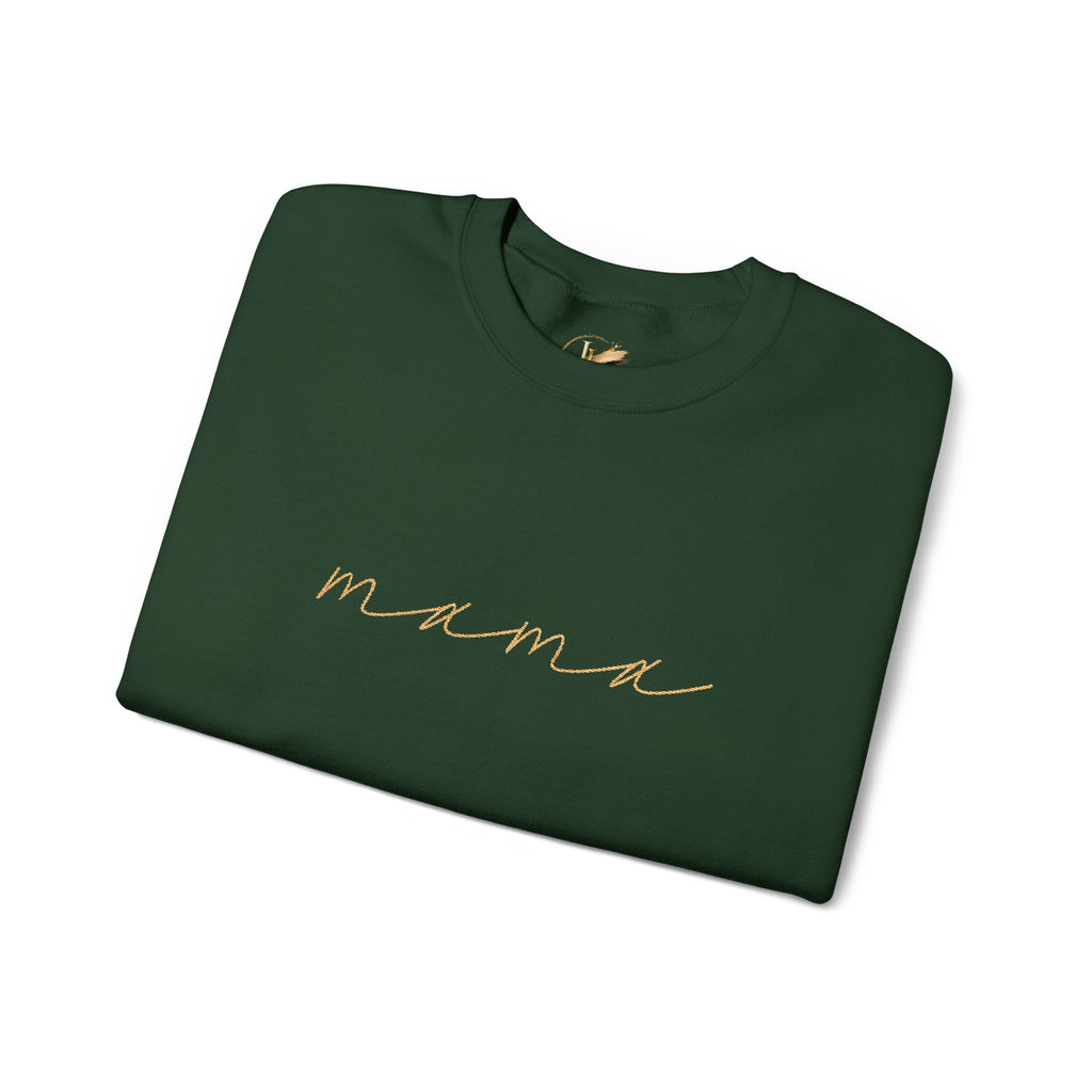 Mama Embroidery Crewneck Sweatshirt — Minimal Rose Gold Script