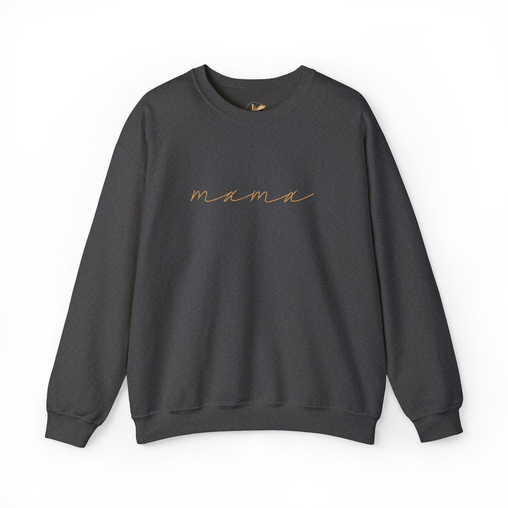 Mama Embroidery Crewneck Sweatshirt — Minimal Rose Gold Script