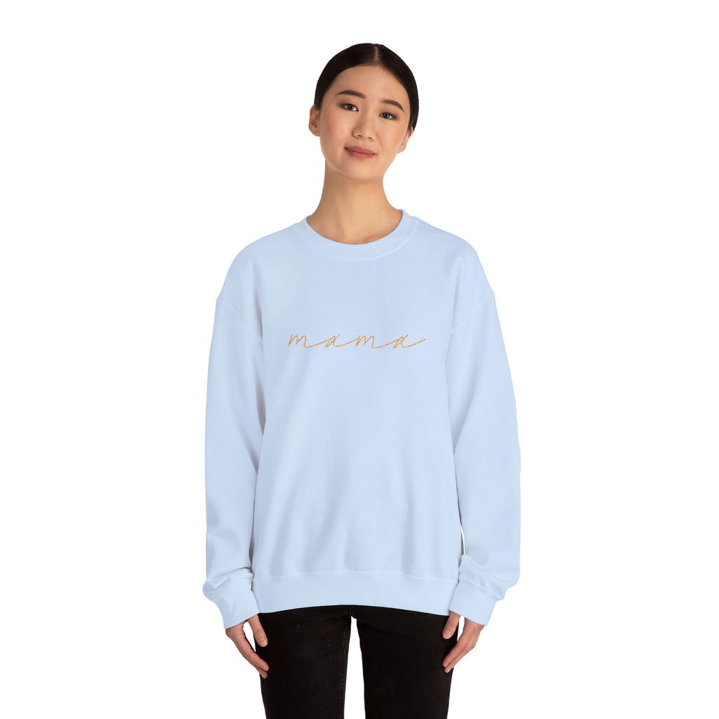 Mama Embroidery Crewneck Sweatshirt — Minimal Rose Gold Script