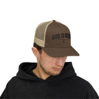 God Is Good Trucker Cap – Faith-Based Snapback Hat with Cross