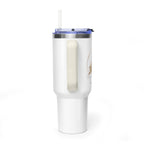 Custom 40oz Vacuum Tumbler – White Tumbler with colorful handle