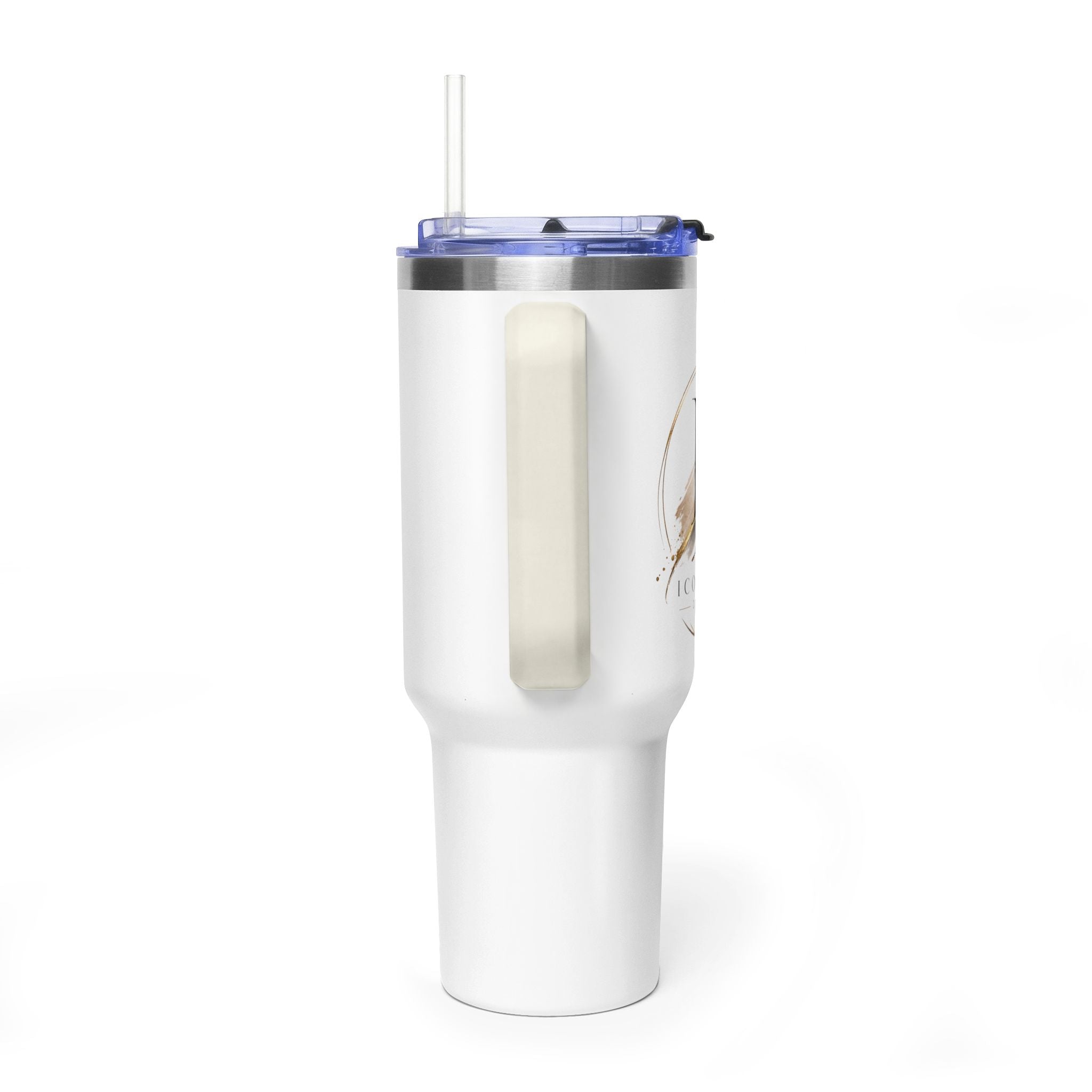 Custom 40oz Vacuum Tumbler – White Tumbler with colorful handle