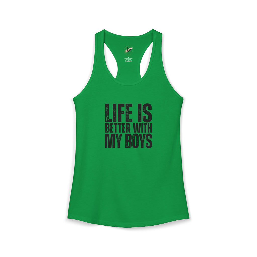 "Life is better with my boys" Mom, Women's Ideal Racerback Tank
