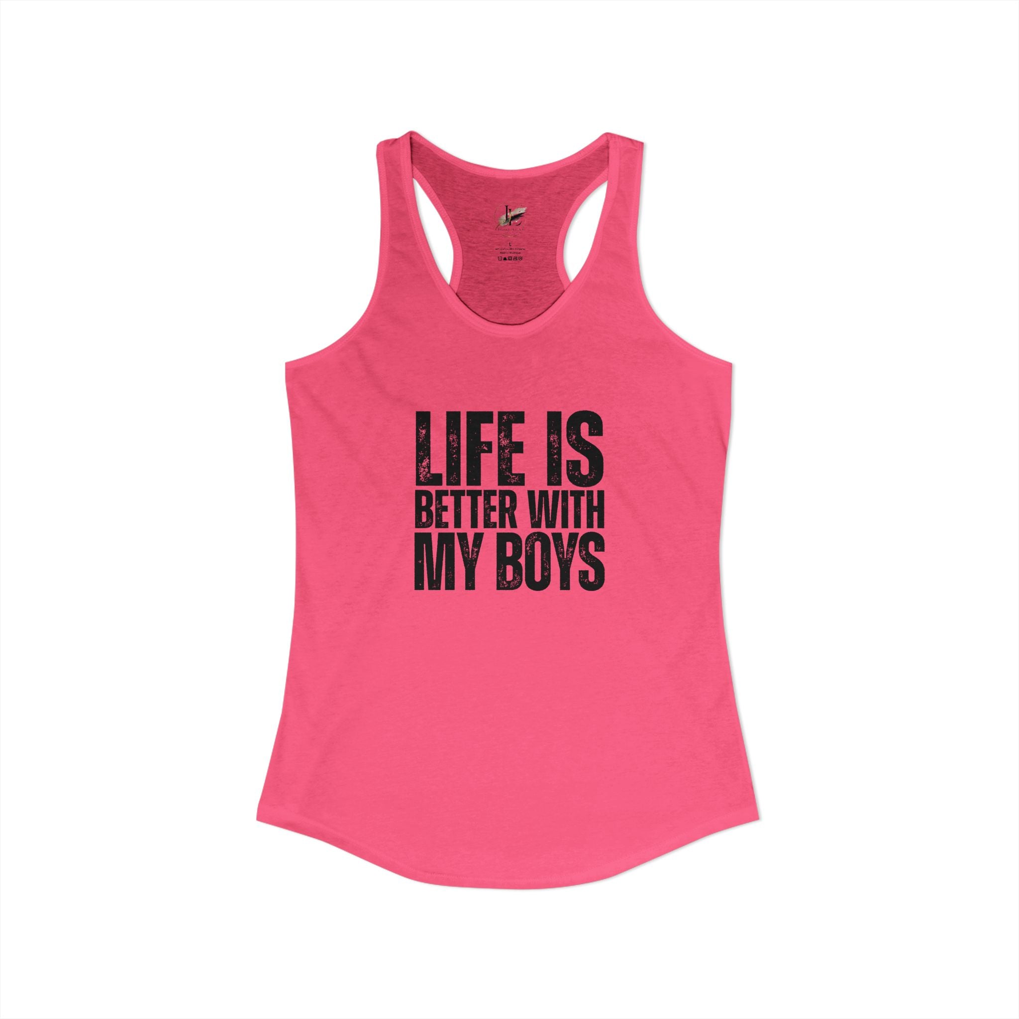 "Life is better with my boys" Mom, Women's Ideal Racerback Tank