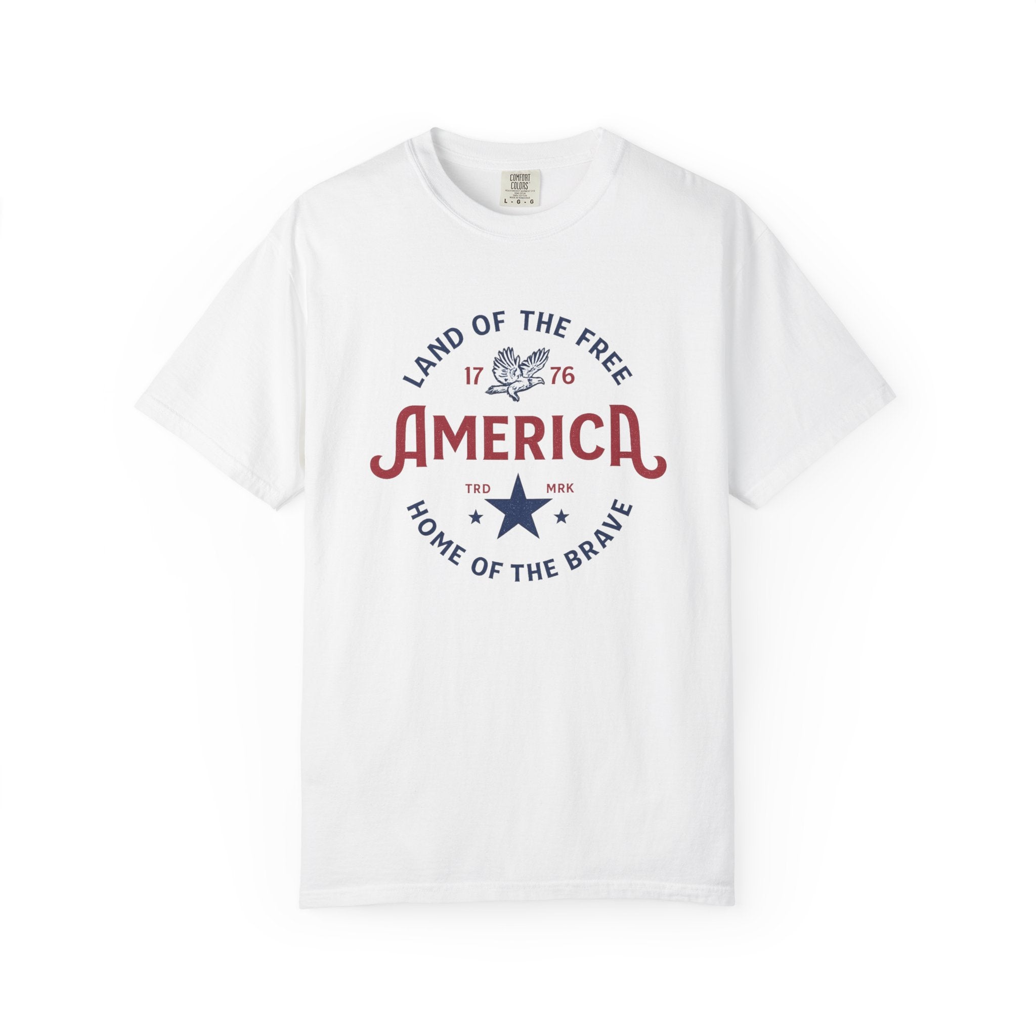 America Land of the Free Graphic T-Shirt — Patriotic 1776 Home of the Brave Tee